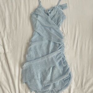 Cotton Candy La Baby blue floral mini dress 🩵 size small